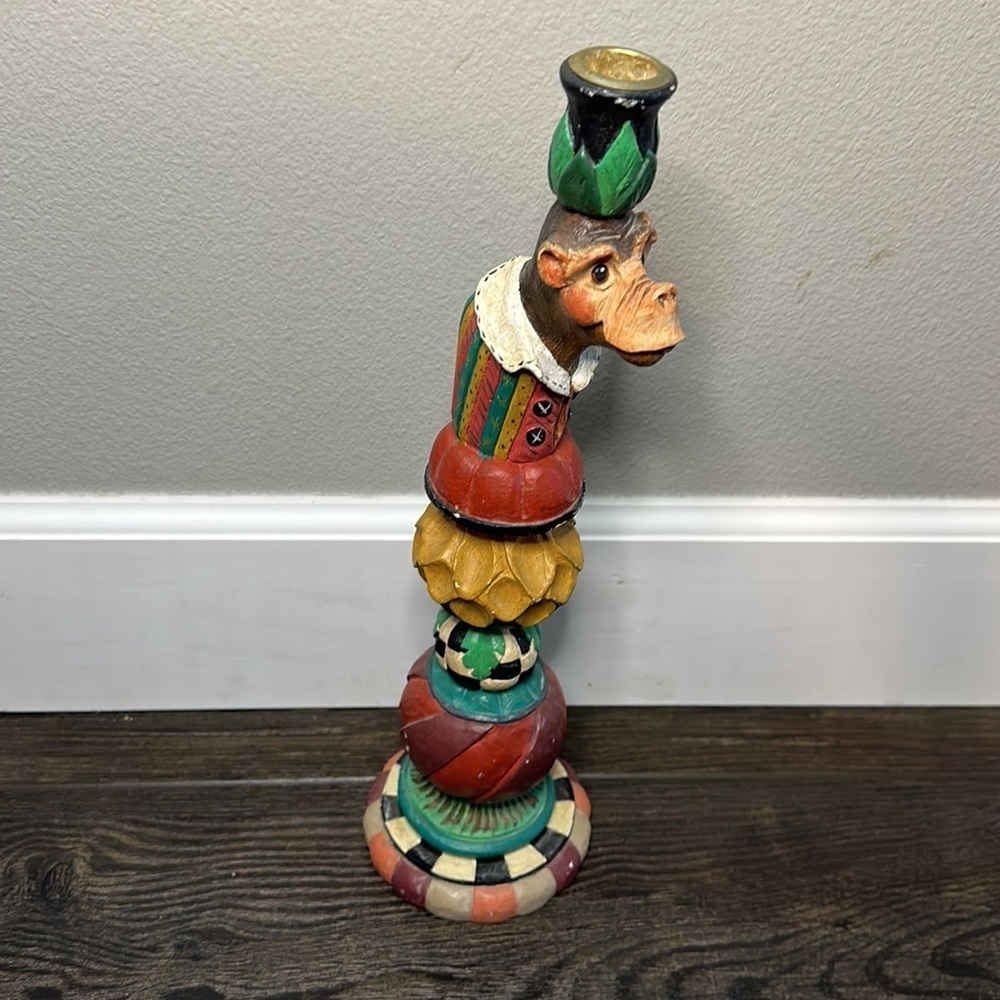 Whimsical Monkey Peggy Fairfax Herrick Totem Candlestick House Of Hatten 1998